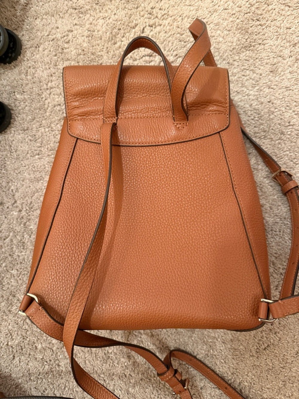 kate spade brown pebbled leather backpack with flap - Picture 4 of 4